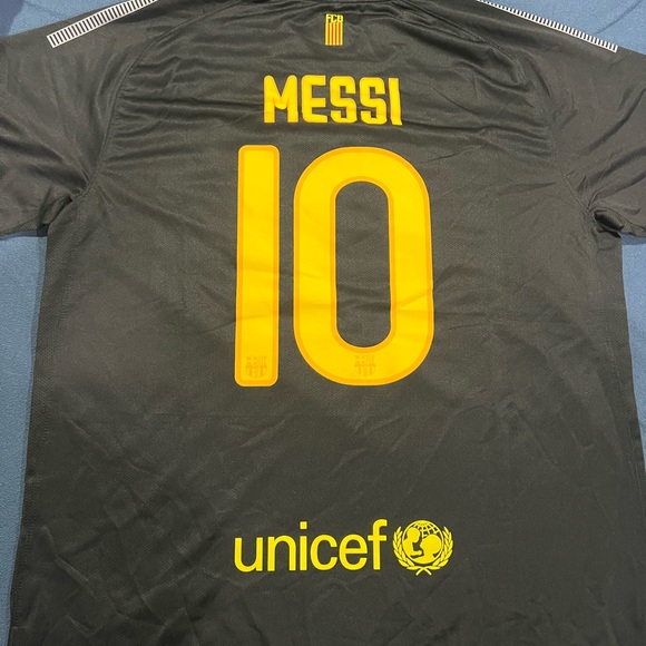 2011/2012 Original Black FC Barcelona Jersey (XXL KIDS) (FITS M-L Adult) #10 - Picture 2 of 4